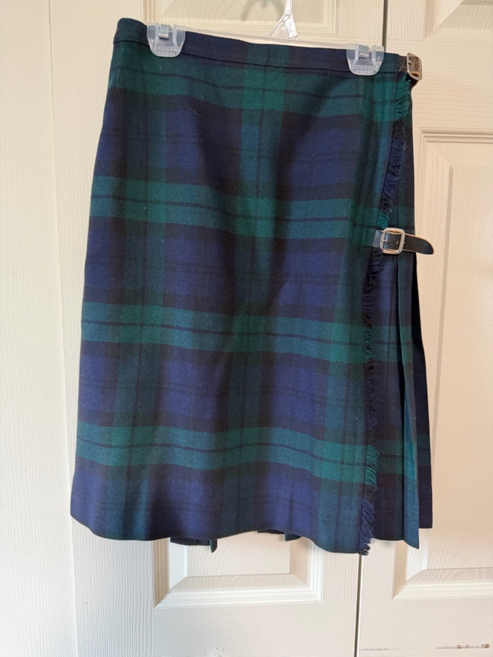 Classic Green & Navy Plaid Wrap Skirt